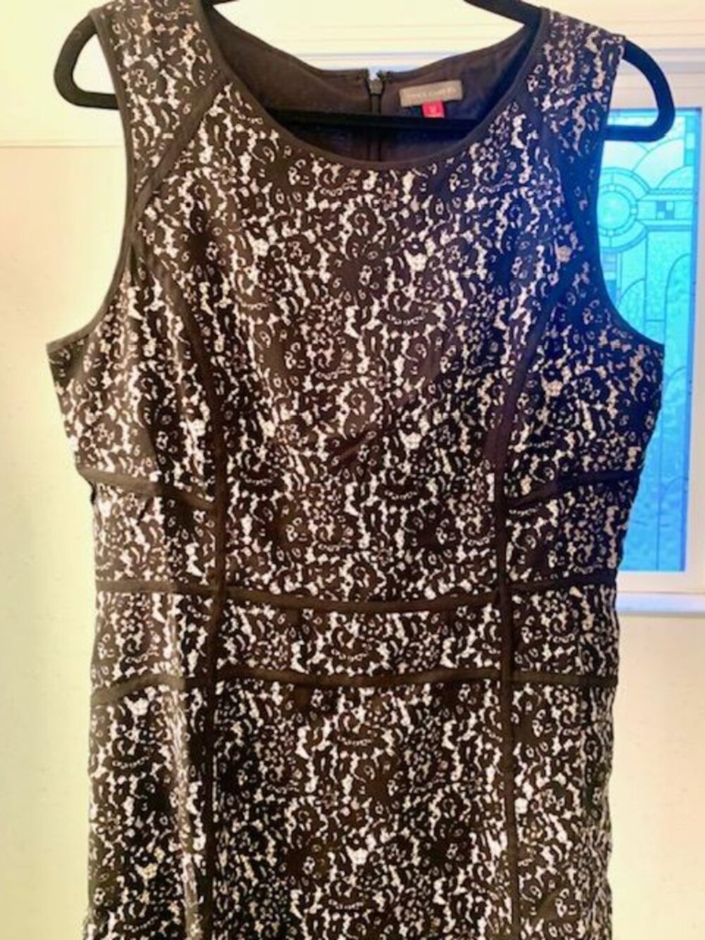 Vince Camuto Black Floral Lace Sheath Dress Medium